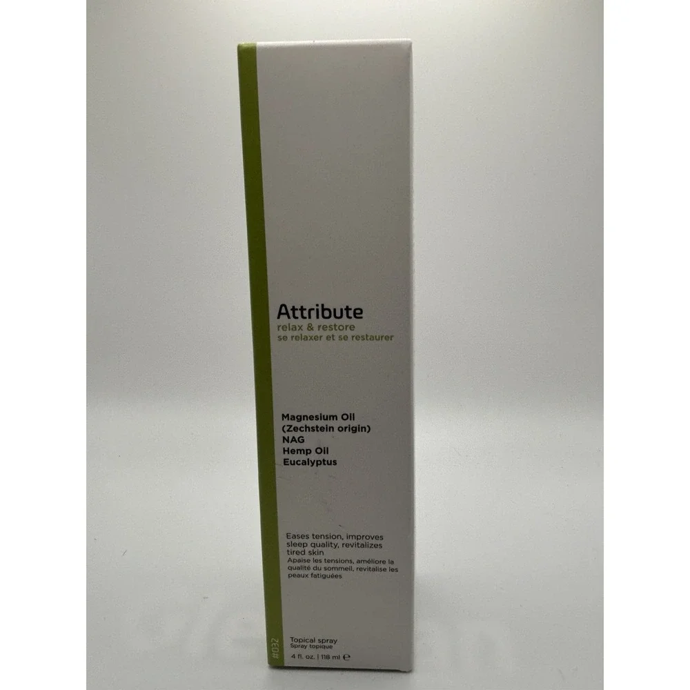 Attribute Magnesium Oil Spray 100% Zechstein Magnesium Relax & Restore Exp 10/26
